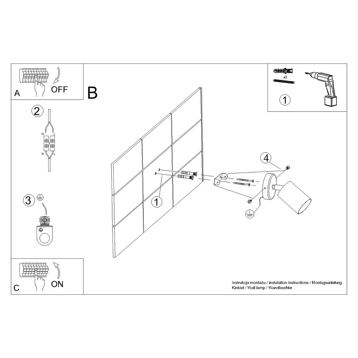 Luminaire wall Sollux Lemmi 1, 40 W, GU10