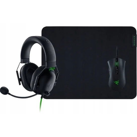 Razer DeathAdder Battle Bundle Gaming Set DEATHADDER V2 BLACK + GIGANTUS V2 M + BLACKSHARK V2 X , Black/Green