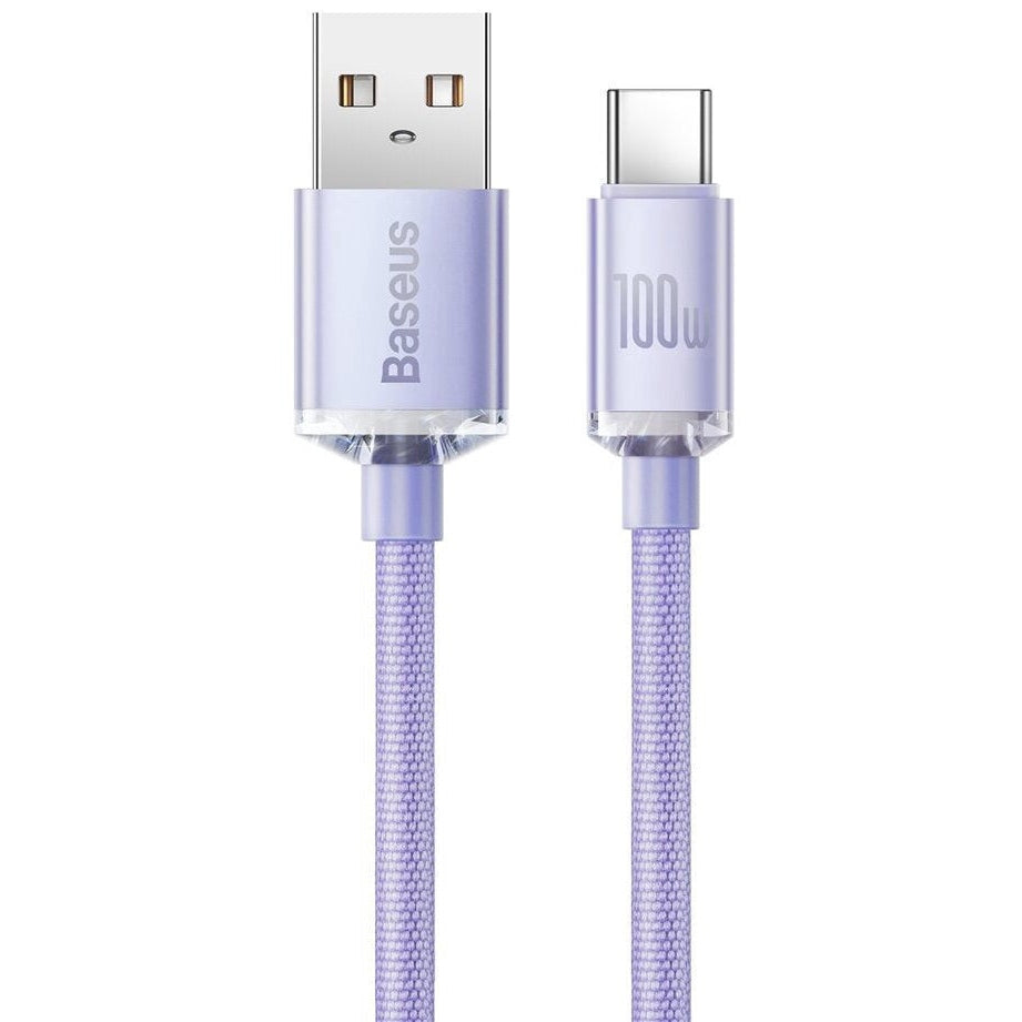 Baseus Crystal Shine Charging Cable, USB Type C/USB Type A, 200 cm, Purple, 100 W