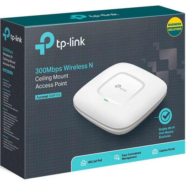 TP-Link EAP115 Wireless Access Point, 2.4 GHz, White