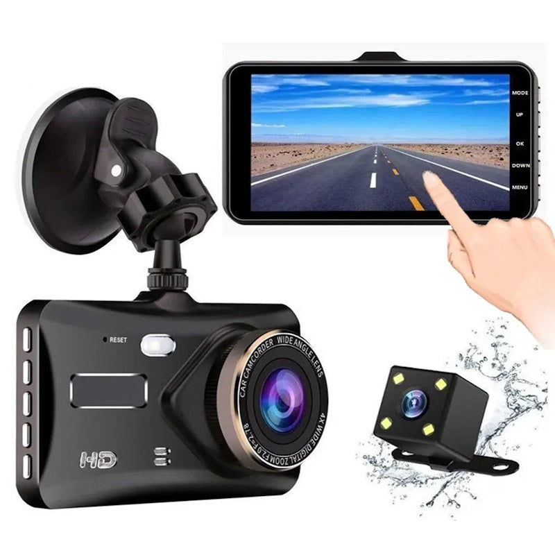 iWear GT6 Dual Car DVR Camera HD 170° Front + Back 480p G-Sensor Night vision 4'' LCD Black