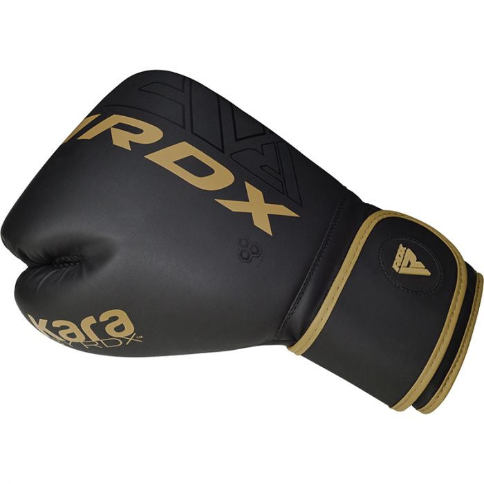 Boxing gloves RDX F6 Matte BGR-F6MGL-12OZ, gold/black, 12 oz