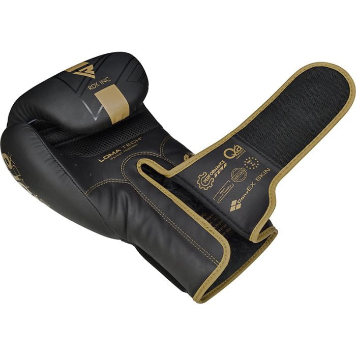 Boxing gloves RDX F6 Matte BGR-F6MGL-12OZ, gold/black, 12 oz