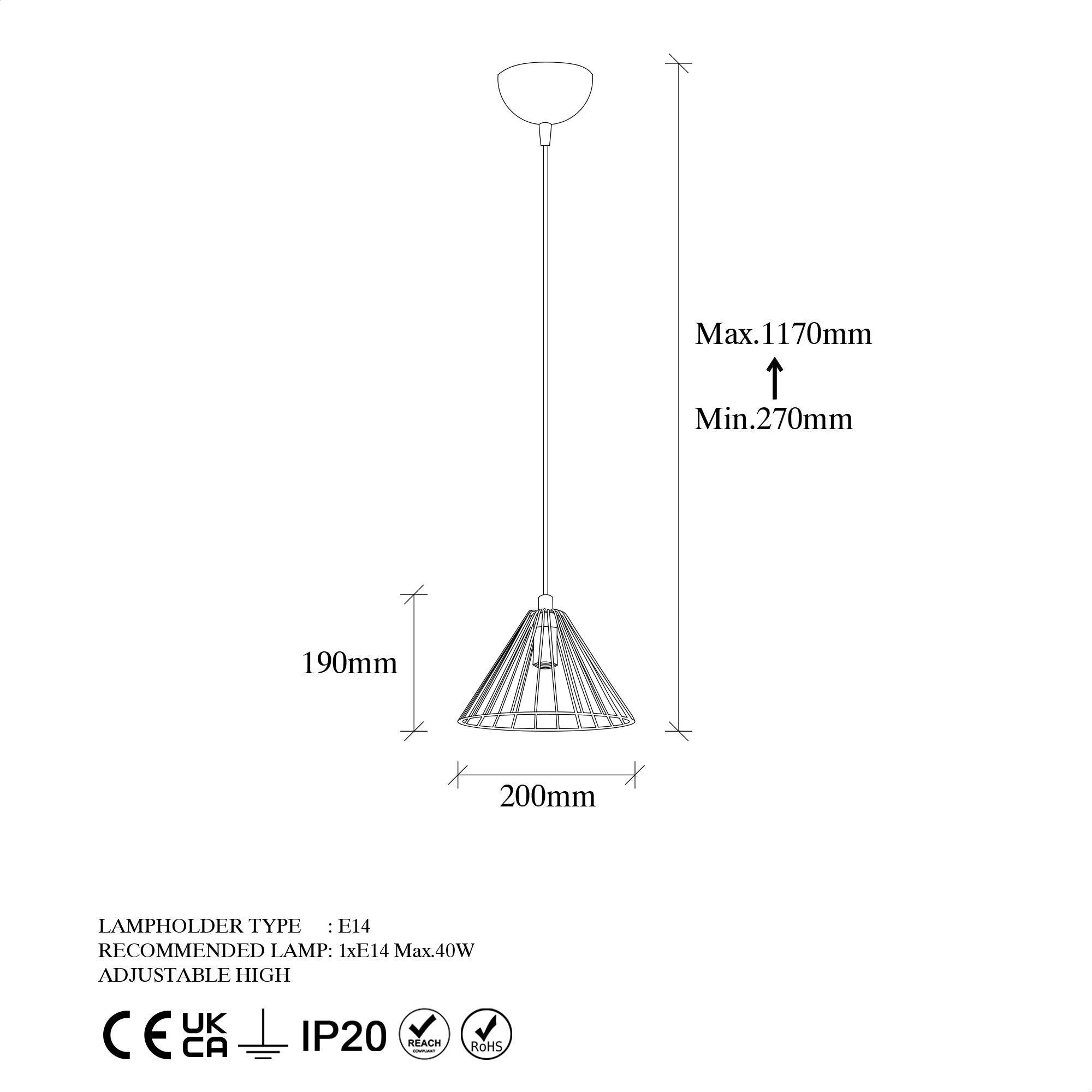 Opviq Soylu 11351 Ceiling Lamp, 40 W, E27