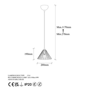 Opviq Soylu 11351 Ceiling Lamp, 40 W, E27