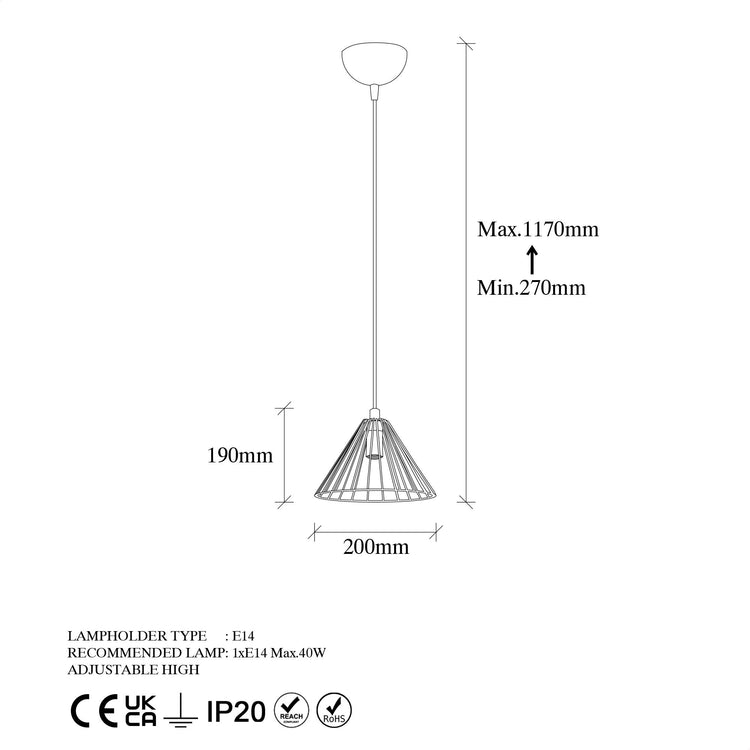 Opviq Soylu 11351 Ceiling Lamp, 40 W, E27