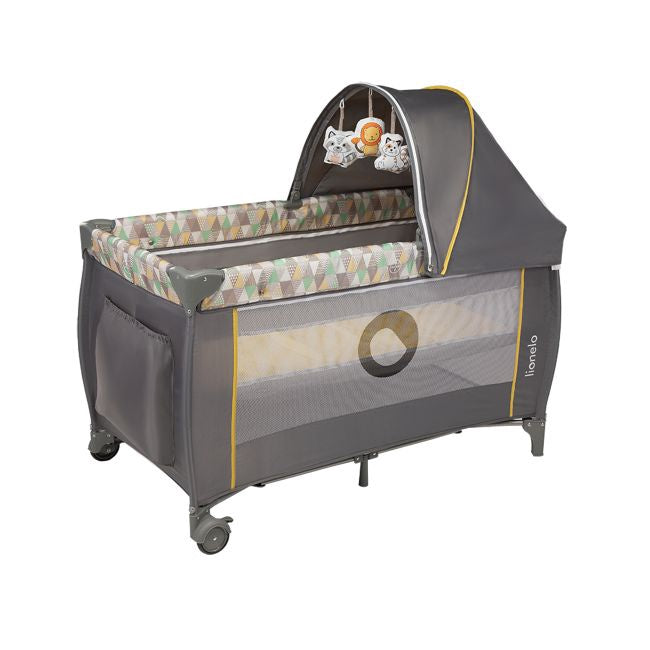 Lionelo Sven Plus Travel Cot, Grey/Yellow