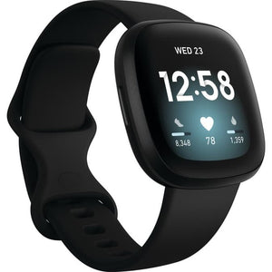 Fitbit Versa 3 Smartwatch, Black Aluminum