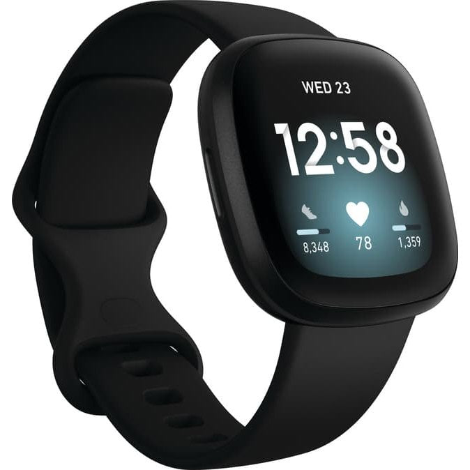 Fitbit Versa 3 Smartwatch, Black Aluminum