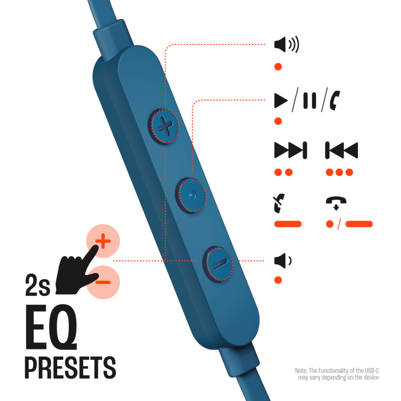 JBL Tune 305C USB-C In-Ear Headphones, Blue