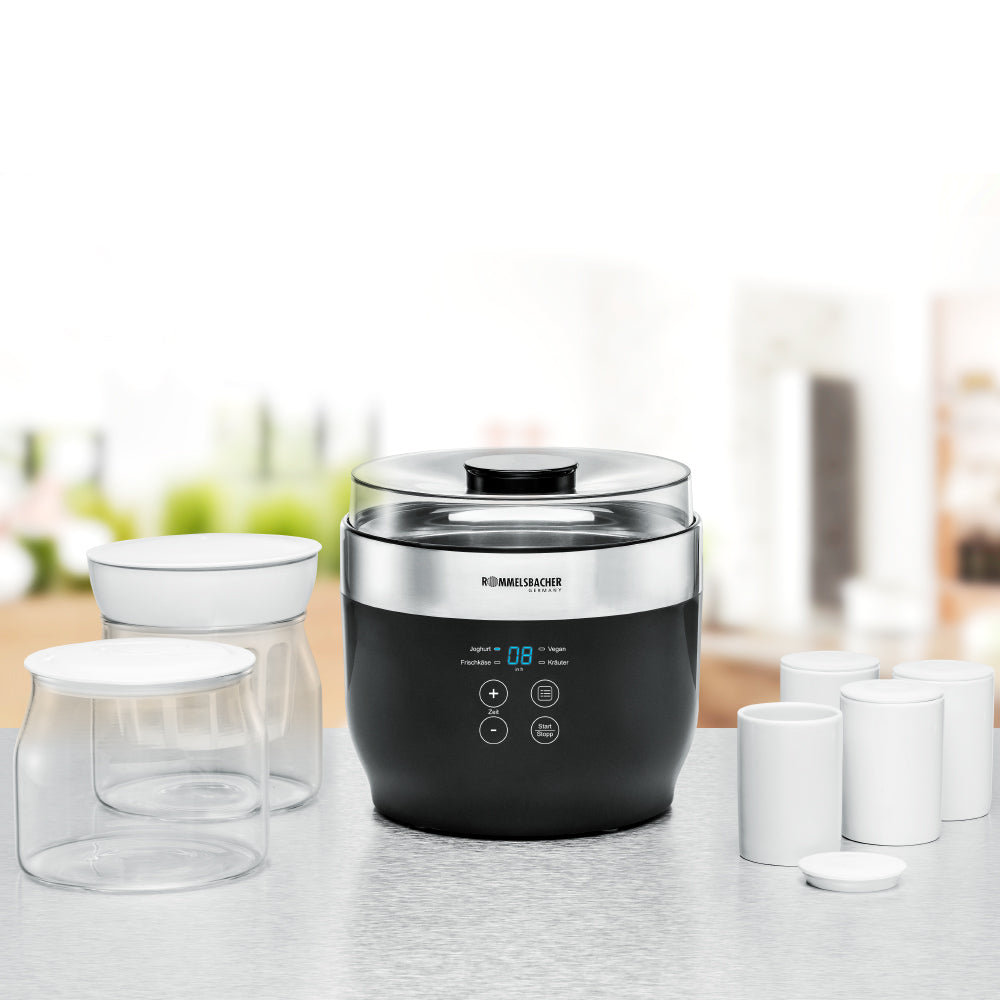 Rommelsbacher Yogurt & Cream Cheese Maker JG 80 Jona, Black/Silver