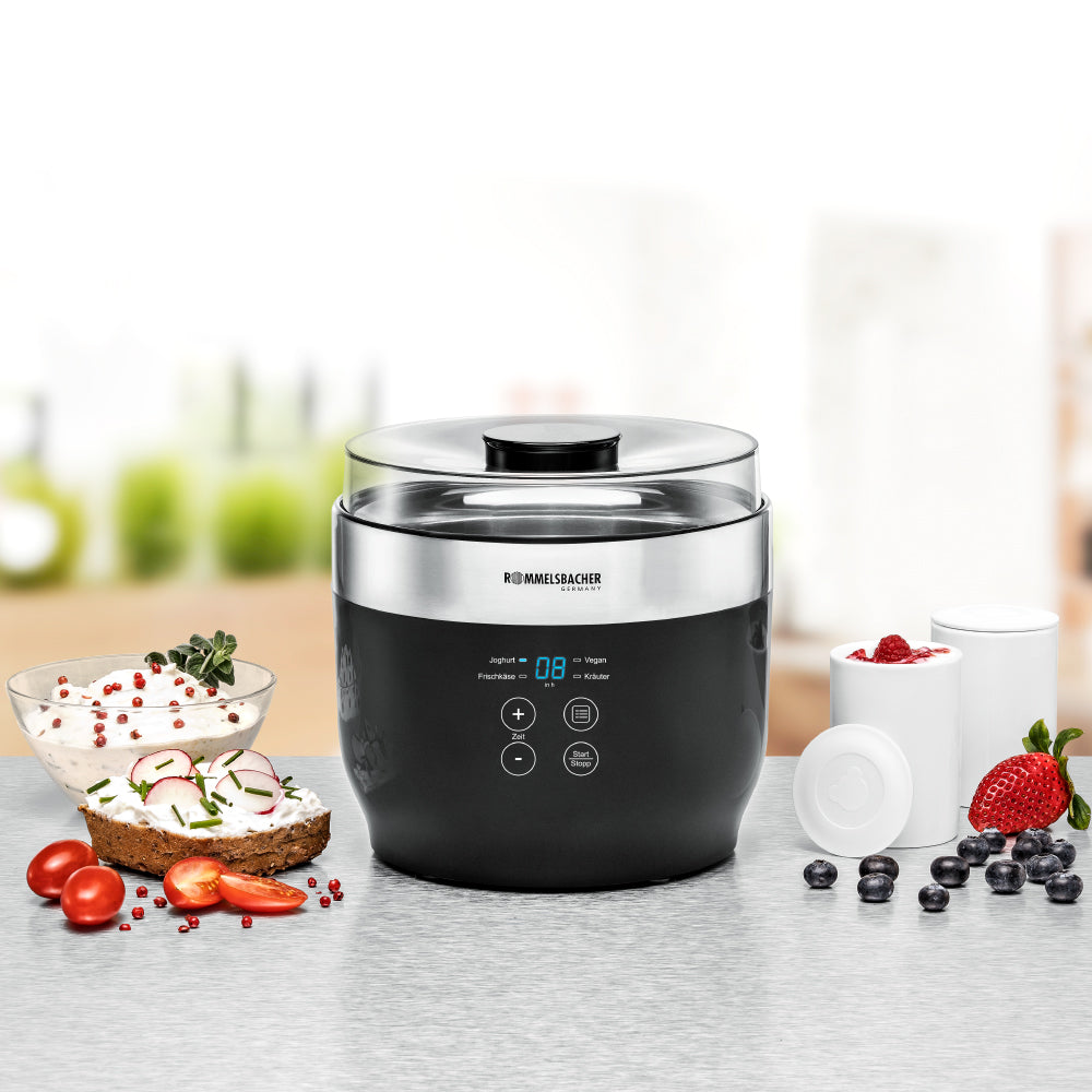 Rommelsbacher Yogurt & Cream Cheese Maker JG 80 Jona, Black/Silver