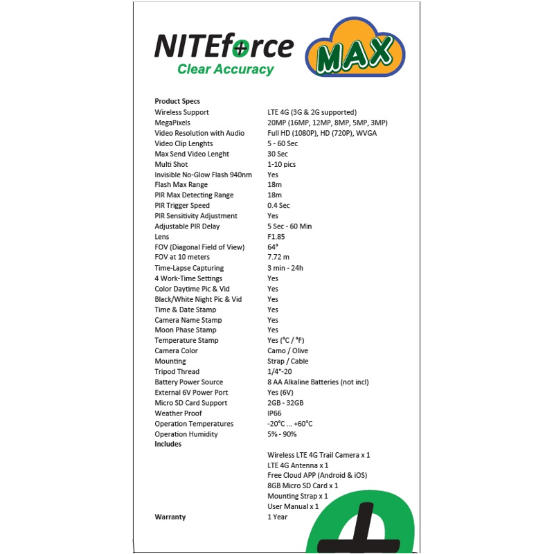 NITEforce MAX 20MP 4G Full HD Trail Camera