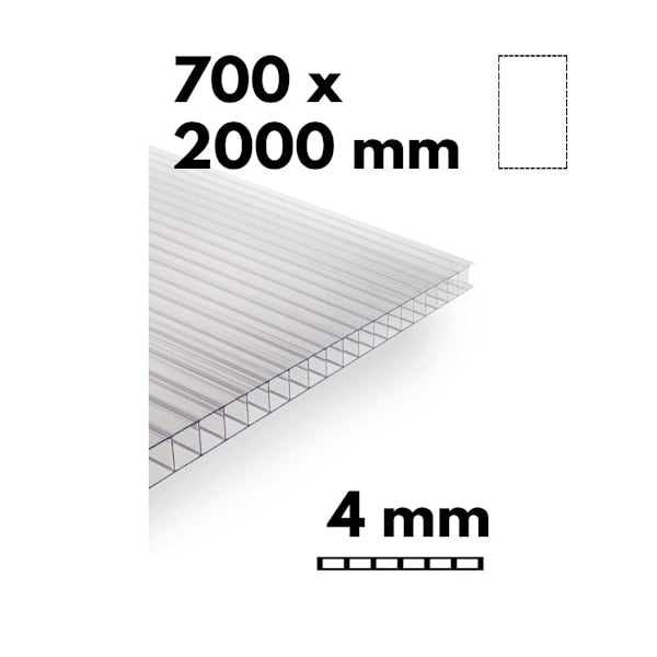 Polygal Greenhouse Multi-Wall Polycarbonate Sheet 700x2000mm - 4mm, 7 pcs. Clear