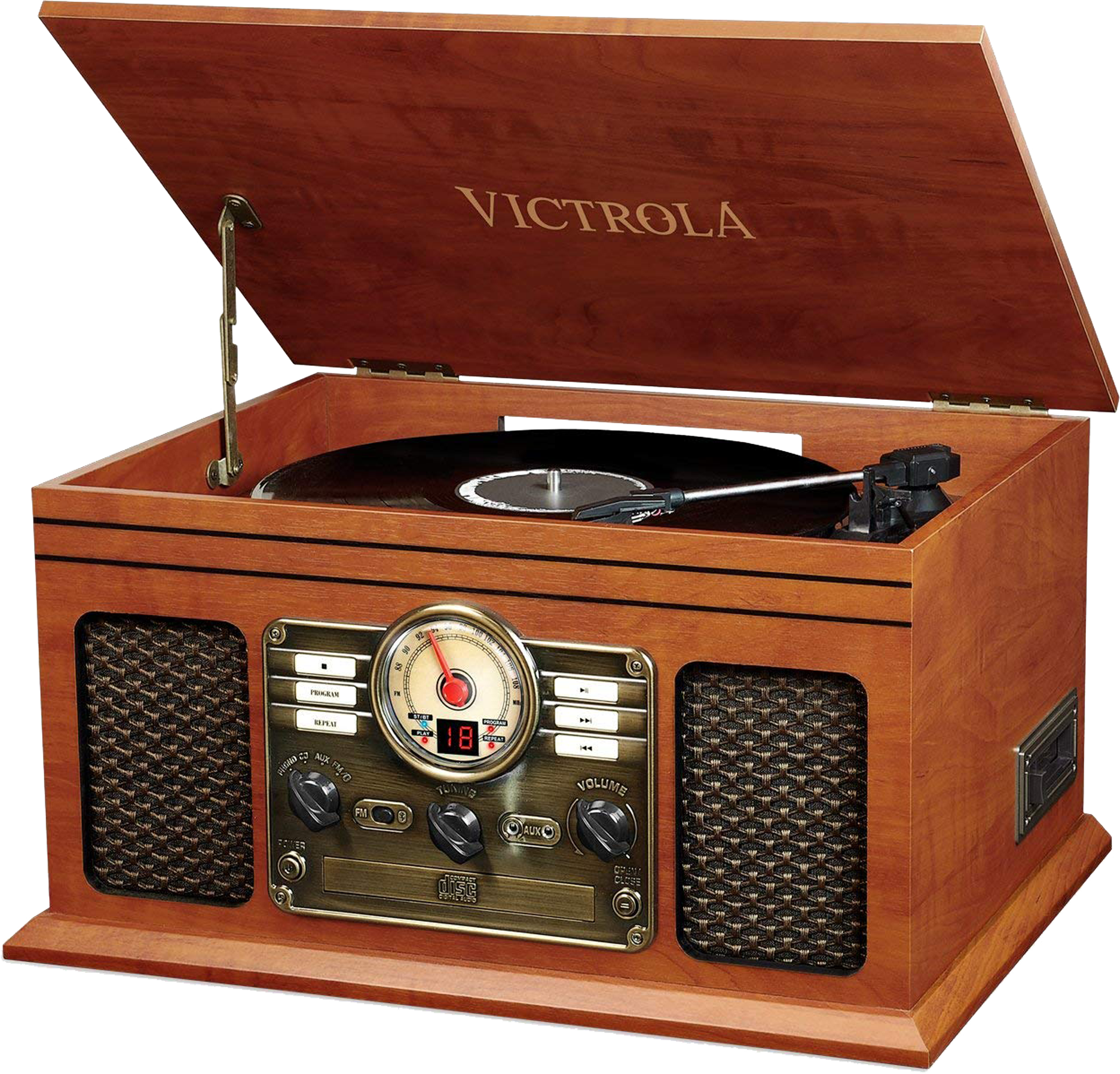 Victrola VTA-200BT Classic 6-in-1 Music System with Vinyl Player, Mahogany