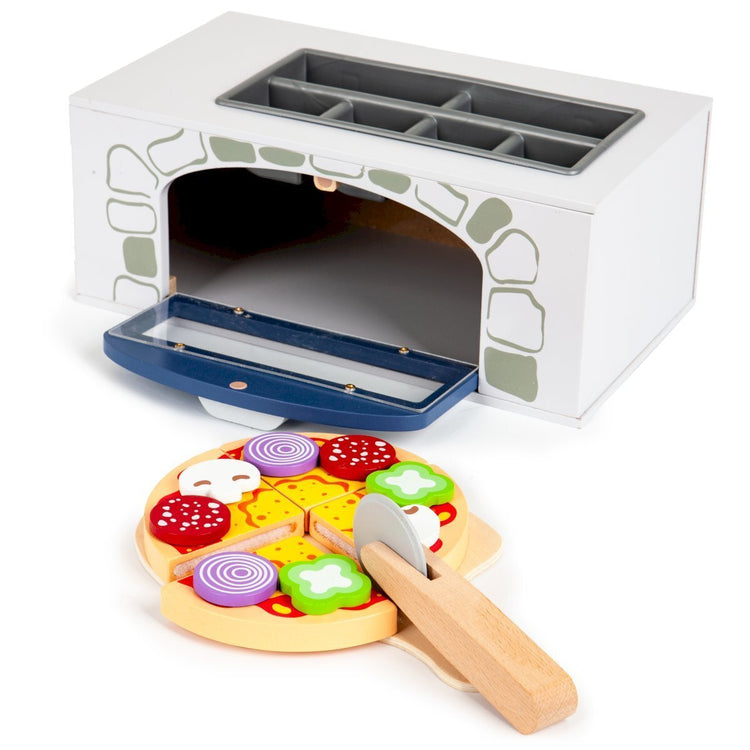 Wooden Toy Pizza Oven with Kitchen Utensils