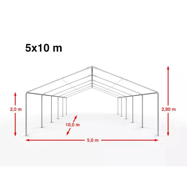 High-Quality Pavilion Tent 5x10m, Grey-White