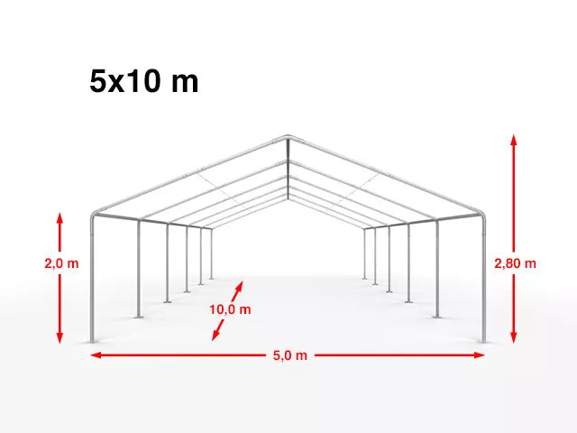 Högkvalitativt paviljongtält 5x10m, gråvitt