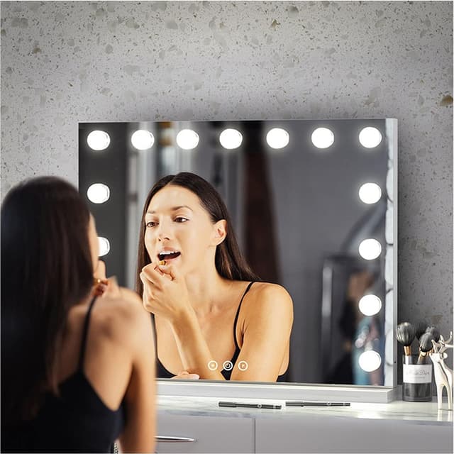 Uniq XL Hollywood Vanity Mirror with 15 LED Bulbs and Touch Function, White