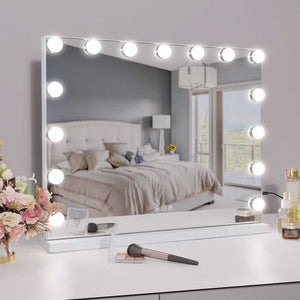 Uniq XL Hollywood Vanity Mirror with 15 LED Bulbs and Touch Function, White