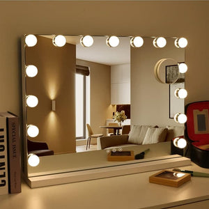 Uniq XL Hollywood Vanity Mirror with 15 LED Bulbs and Touch Function, White