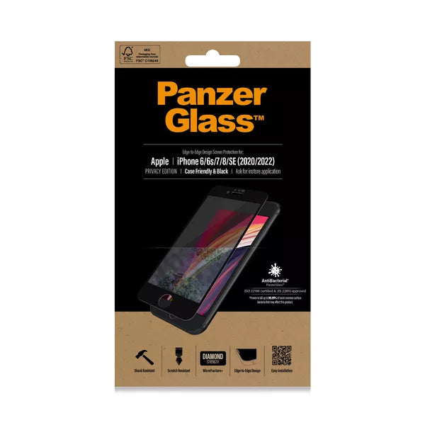 PanzerGlass Case Friendly Privacy Screen Protector for Apple iPhone 6/6s/7/8/SE 2020/2022